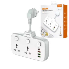 Ổ cắm điện LDNIO 2500w màu trắng SC2413 LDNIO (2P+3Usb+Type C)