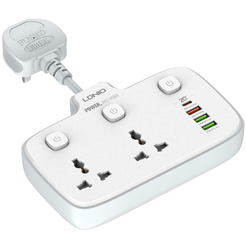 Ổ cắm điện LDNIO 2500w màu trắng SC2413 LDNIO (2P+3Usb+Type C)
