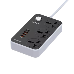 Ổ cắm điện LDNIO 2500w 2m màu đen SC3412  (3P+3Usb+Type C)