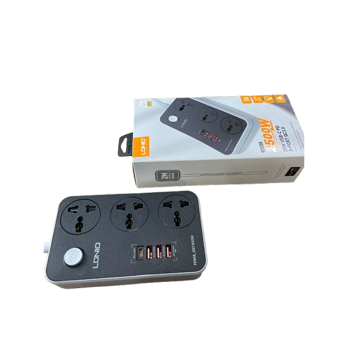 Ổ cắm điện LDNIO 2500w 2m màu đen SC3412  (3P+3Usb+Type C)