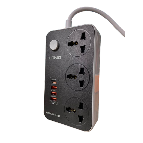 Ổ cắm điện LDNIO 2500w 2m màu đen SC3412  (3P+3Usb+Type C)