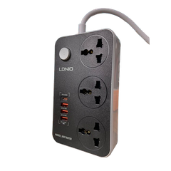 Ổ cắm điện LDNIO 2500w 2m màu đen SC3412  (3P+3Usb+Type C)
