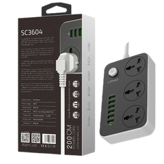 Ổ cắm điện LDNIO 2500w 2m màu đen SC3604 (3P+6Usb)
