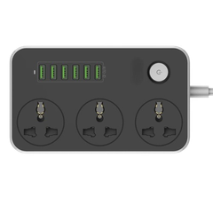 Ổ cắm điện LDNIO 2500w 2m màu đen SC3604 (3P+6Usb)