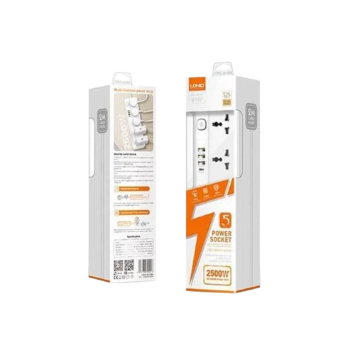 Ổ cắm điện LDNIO 2500w 2m màu trắng SC5415 (5P+3Usb+Type C)
