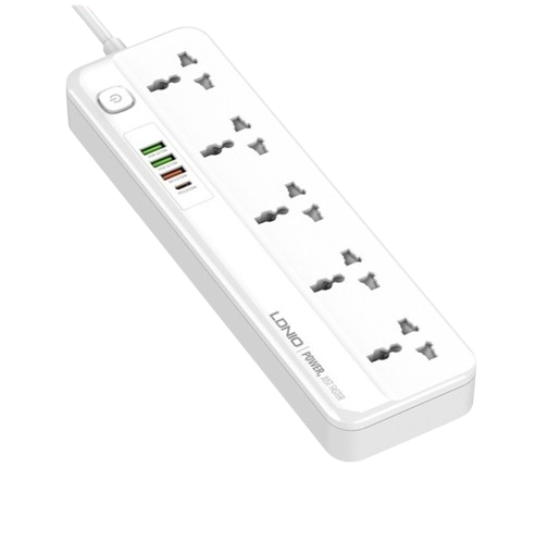 Ổ cắm điện LDNIO 2500w 2m màu trắng SC5415 (5P+3Usb+Type C)