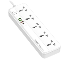 Ổ cắm điện LDNIO 2500w 2m màu trắng SC5415 (5P+3Usb+Type C)