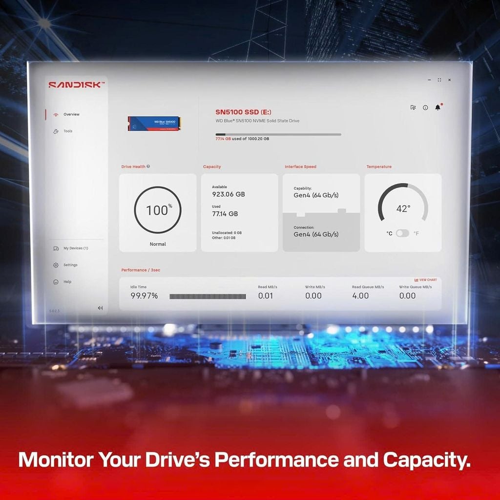 Ổ cứng gắn trong Western Digital Blue SSD 500GB SN5100 PCIe M2 (WDS500G5B0E)