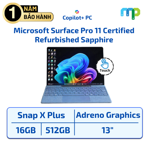 Laptop Microsoft Surface Pro 11 (Certified Refurbished) Snapdragon X Plus/16GB/512GB-SSD/13.0 TOUCH/Win11 Sapphire