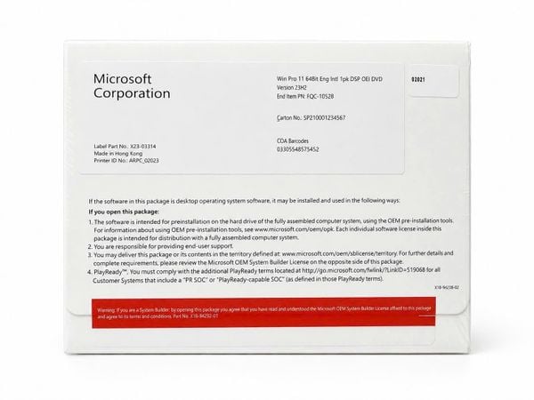 Phần mềm Microsoft Windows 11 Pro 64Bit Eng Intl 1pk DSP OEI DVD (FQC-10528)