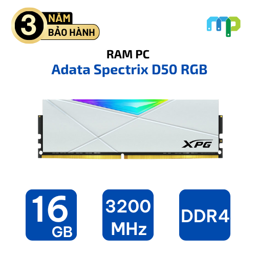 RAM Adata Spectrix D50 RGB 16GB (1x16GB) DDR4 3200Mhz AX4U320016G16A-SW50