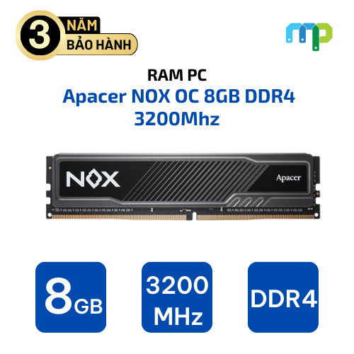 RAM PC Apacer NOX OC 8GB 3200MHz DDR4 (1x8GB) AH4U08G32C28YMBAA-1