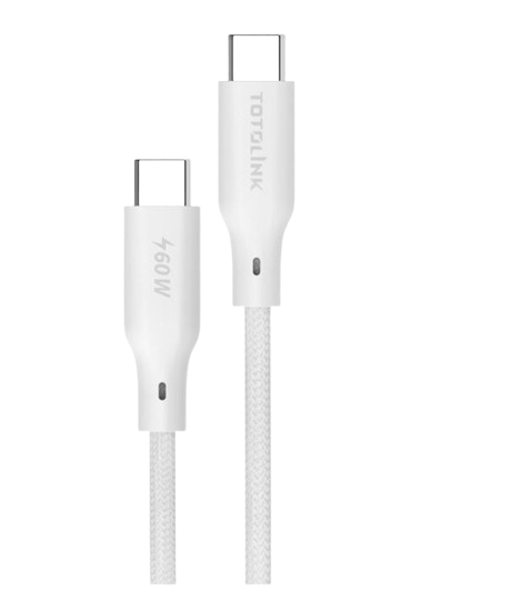 Cáp sạc nhanh USB-C to USB-C 1m Totolink T601CC-WT