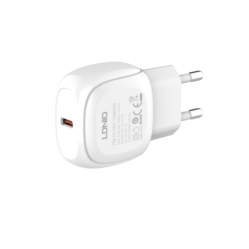 Cốc sạc nhanh LDNIO 27w màu trắng A1206C  (Type C + Type C 1m)