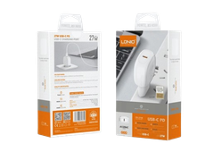 Cốc sạc nhanh LDNIO 27w màu trắng A1206C  (Type C + Type C 1m)
