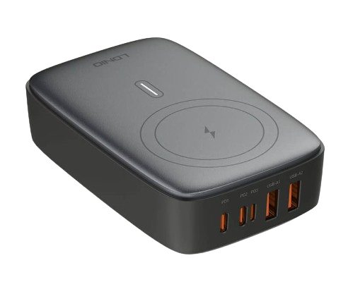 Cốc sạc nhanh LDNIO 140w màu đen Q4010 (2Usb + 2Type C + Lightning)