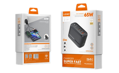 Cốc sạc nhanh  LDNIO 65w màu đen Q366(2Type C + Usb + cáp Type C 1m + 3 ĐĐ 2c/3c)