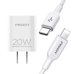 Bộ Cốc – Dây Sạc Pisen Quick Type-C Charger & Lightning Cable 20W (TS-C135) (Lightning)
