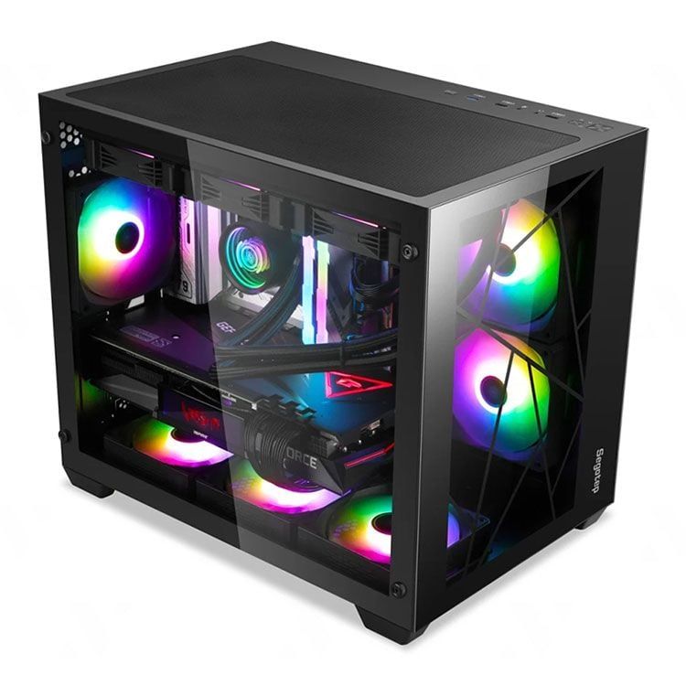 Thùng máy Segotep Lumi II | Micro ATX, ITX, Đen / Trắng