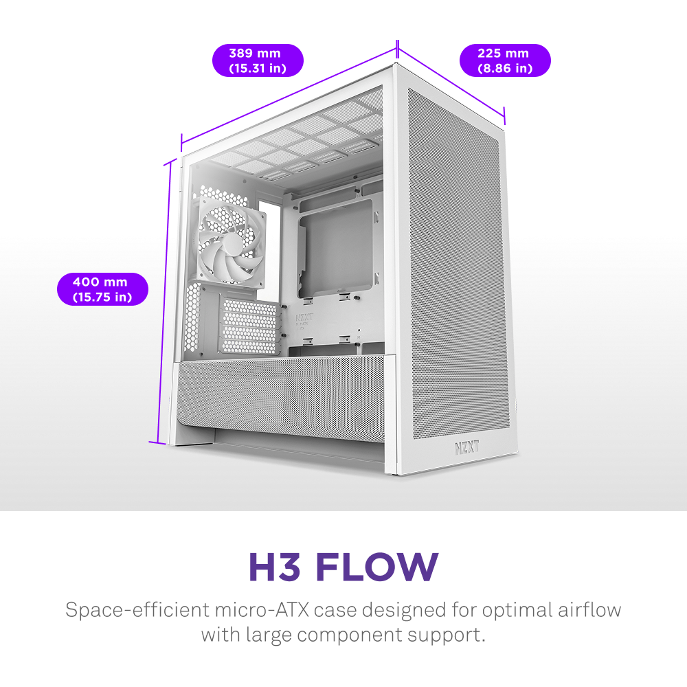 Thùng máy Case NZXT H3 Flow - Trắng (CC-H31FW-01)