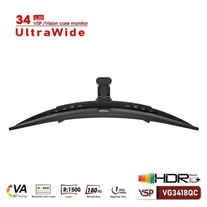 Màn hình ULTRAWIDE Gaming VSP VG3418QC | 34 inch, WQHD, VA, 180Hz, 1ms, Cong