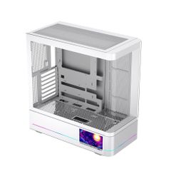 Thùng máy Case Leopard AC-02 | Trắng, kính cong, LCD
