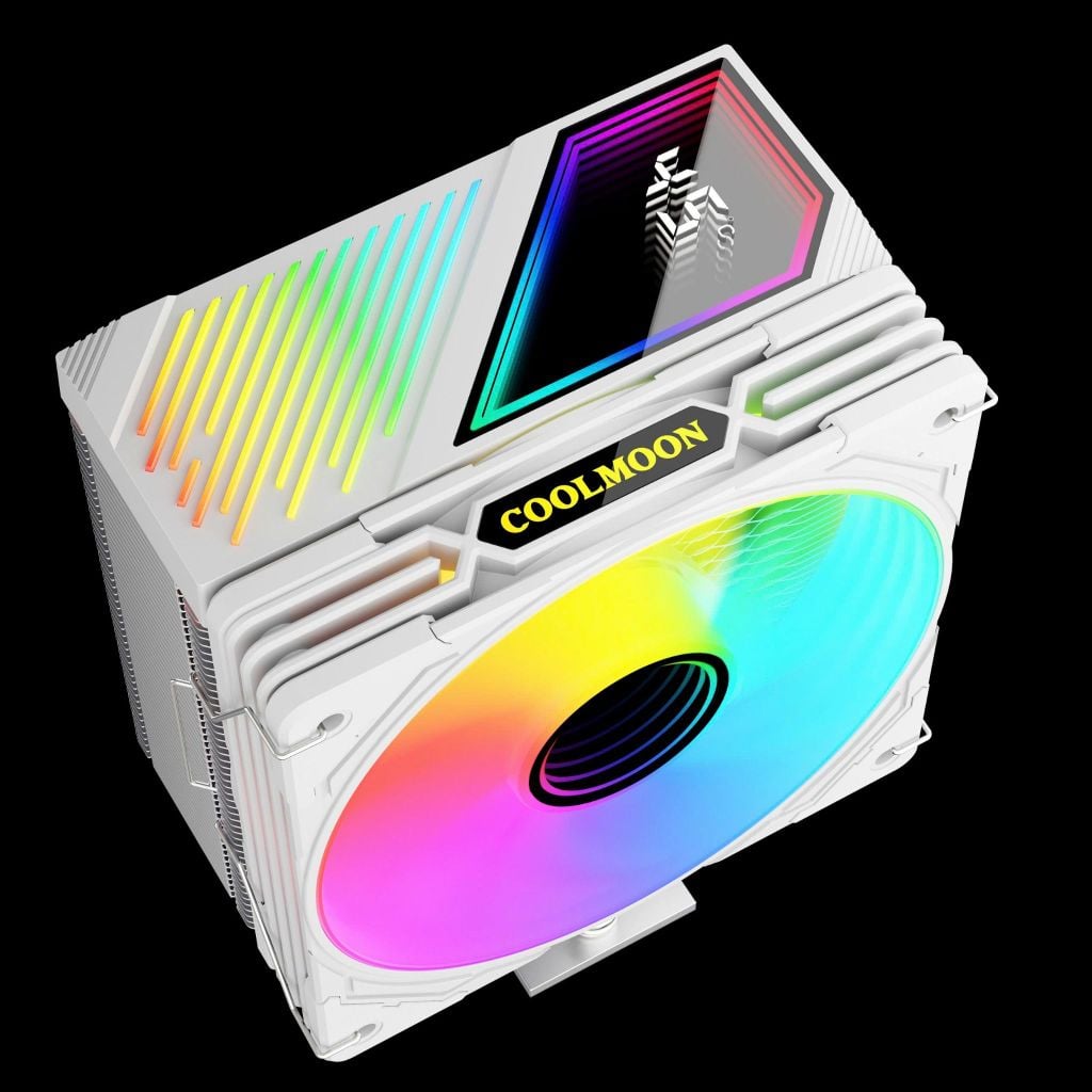 Tản nhiệt khí CPU CoolMoon GT400 ARGB - White | Hiển thị nhiệt độ, hỗ trợ socket 2011