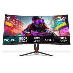 Màn hình gaming KTC H34S18S WQHD | 34 inch, 2K, VA, 165Hz, 1ms, cong, đen