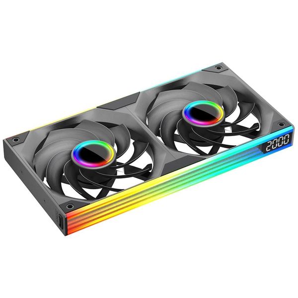 Fan Case Leopard Starlink ARGB 240 Đen/ gió ngược/Set 2 fan liền khối/ hiển thị tốc độ