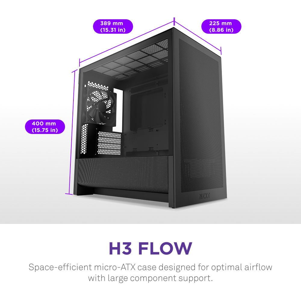 Thùng máy Case NZXT H3 Flow - Đen (CC-H31FB-01)