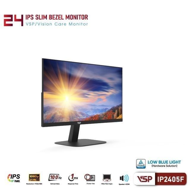 Màn hình VSP IP2405F | 23.8 inch, FHD, IPS, 100Hz, 1ms, HDMI + VGA