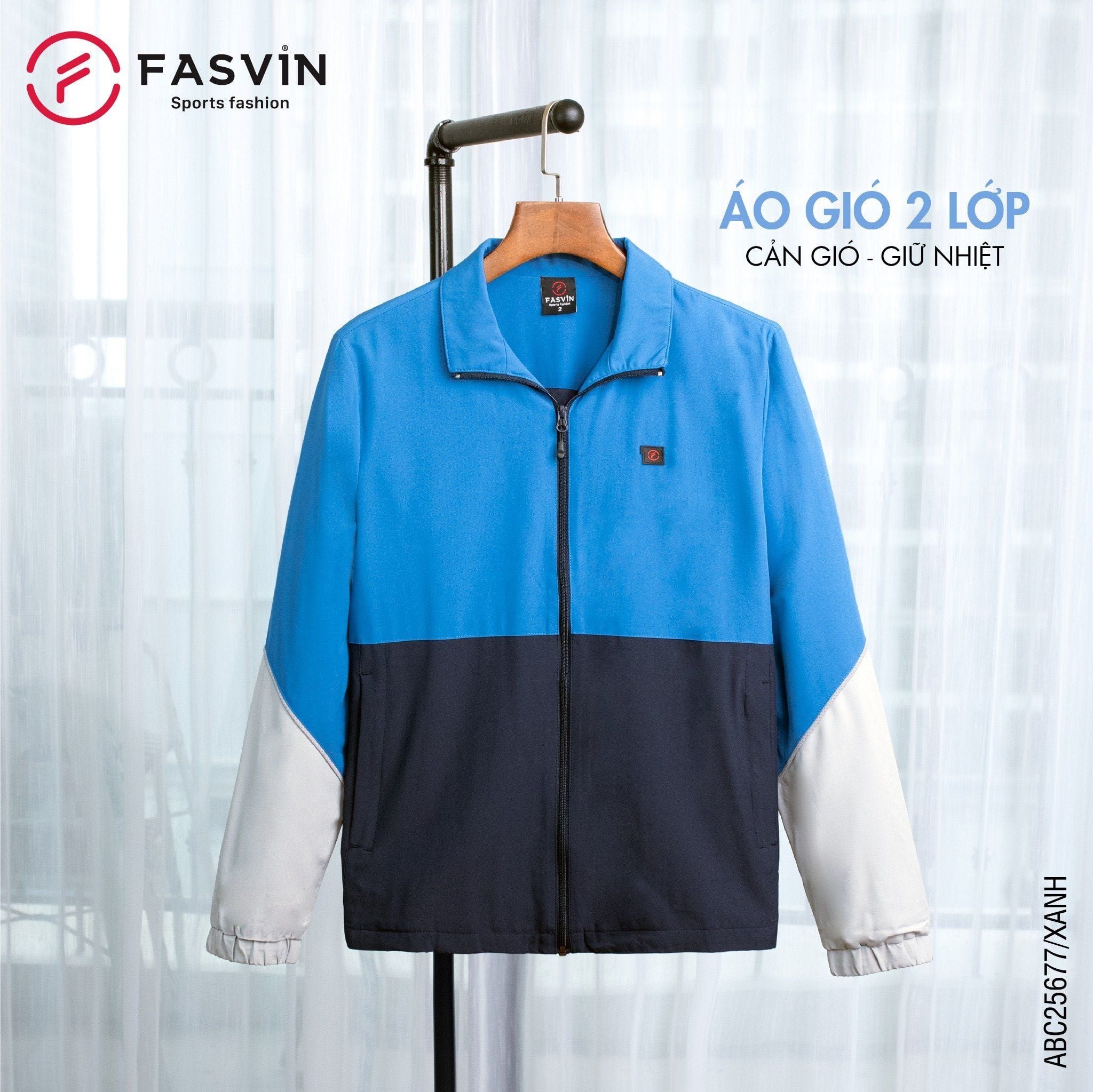  Áo gió nam thể thao 2 lớp Fasvin chất liệu cao cấp mềm mại co giãn ABC25677 