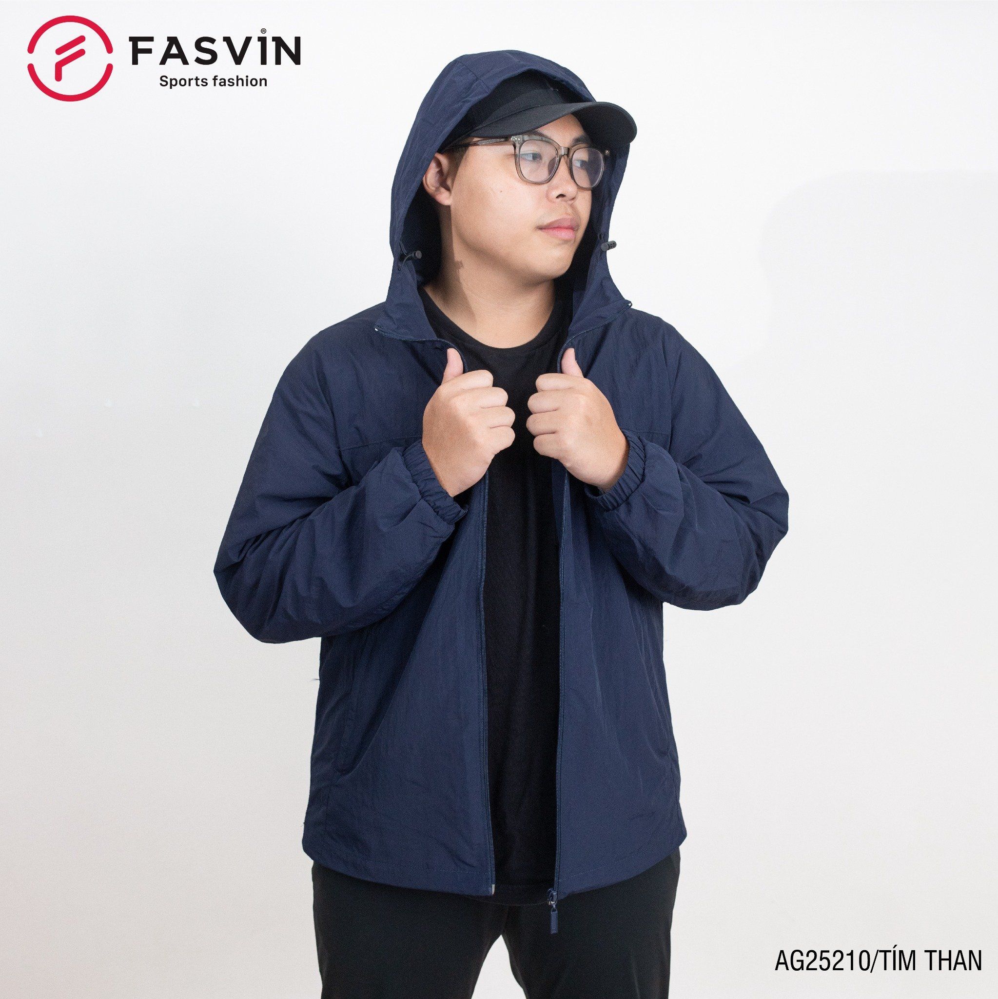  Áo gió nam BIGSIZE FASVIN AG25210 có mũ vải thể thao cao cấp 02 lớp lót mềm mại hàng chính hãng 