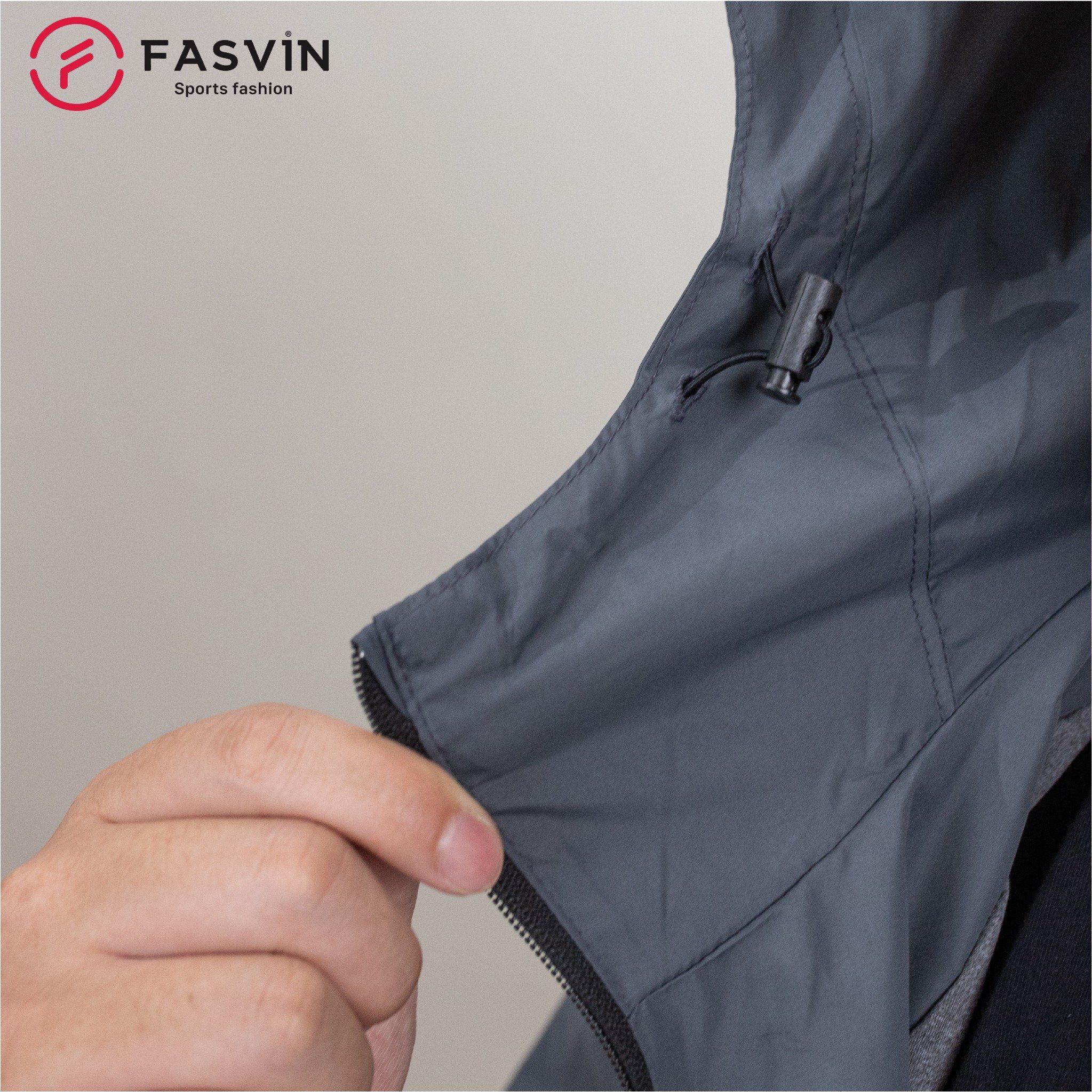  Áo gió nam BIGSIZE FASVIN AG25210 có mũ vải thể thao cao cấp 02 lớp lót mềm mại hàng chính hãng 