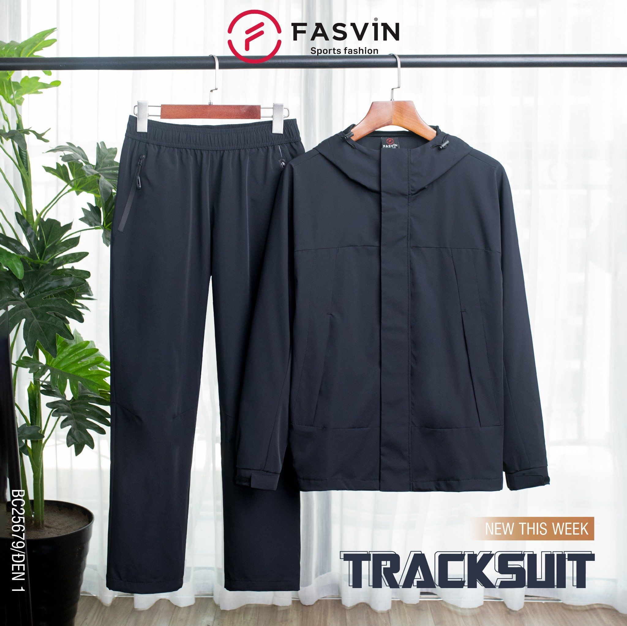  Bộ Quần Áo Gió Nam Thể Thao Fasvin BC25679 Áo Có Mũ Vải Gió Chun 02 Lớp Lót Vải Thun Mềm Mại 