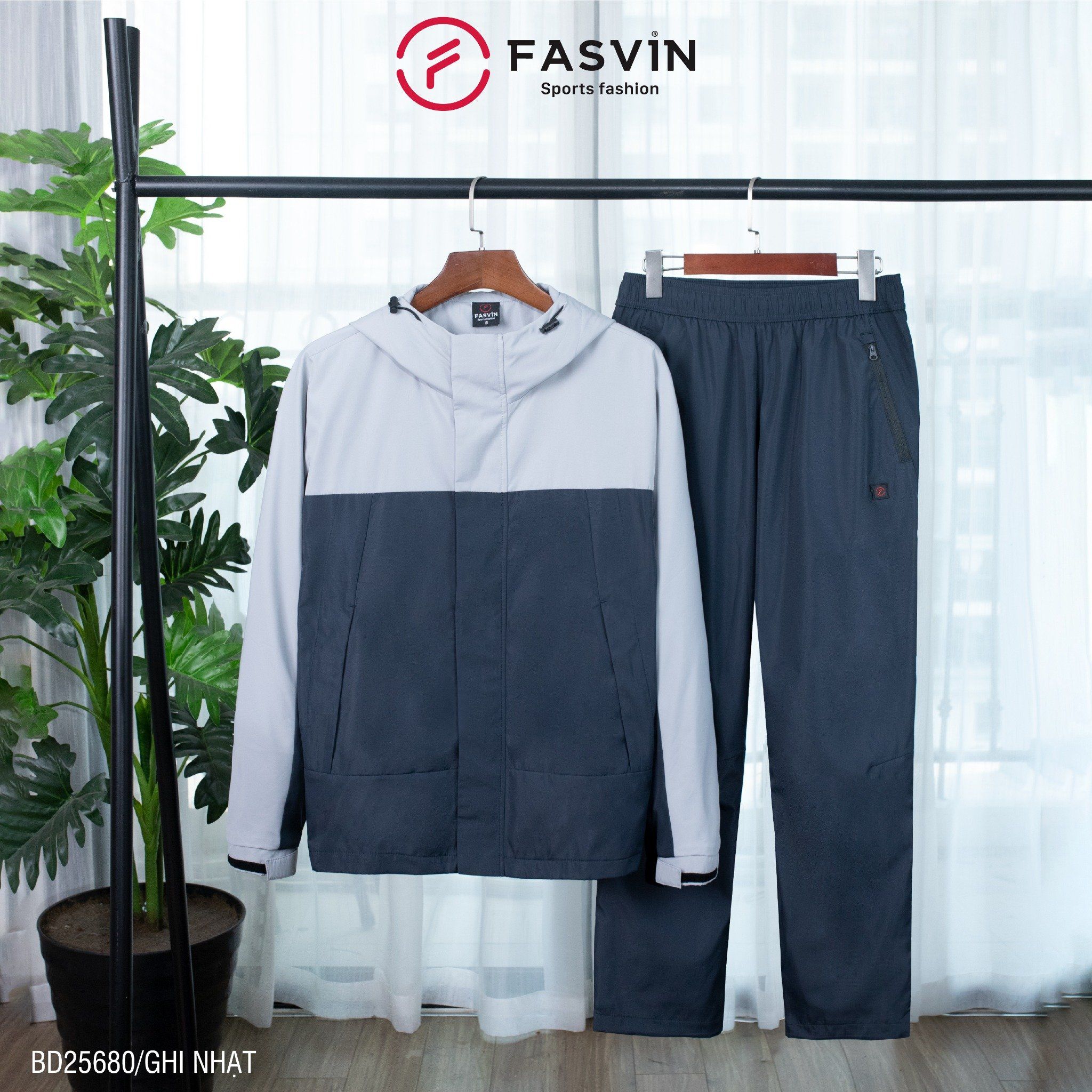  Bộ Quần Áo Gió Thể Thao Nam FASVIN BD25680 02 Lớp Lót Thun Dày Dặn Ấm Áp Chất Vải Và Phom Dáng Rất Đẹp 