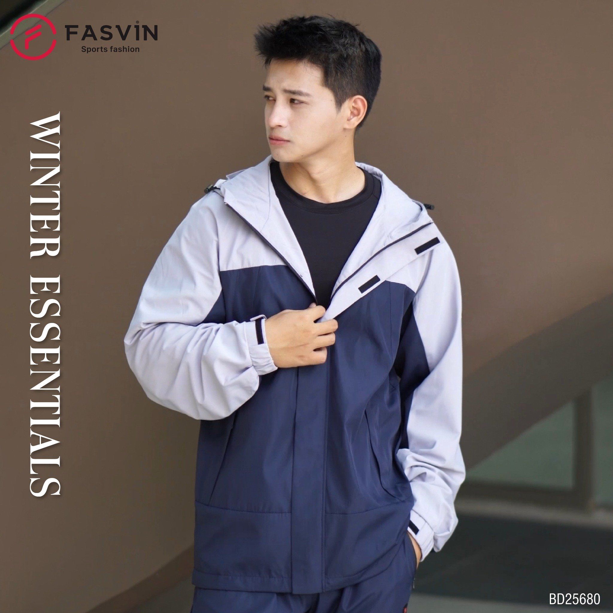  Bộ Quần Áo Gió Thể Thao Nam FASVIN BD25680 02 Lớp Lót Thun Dày Dặn Ấm Áp Chất Vải Và Phom Dáng Rất Đẹp 