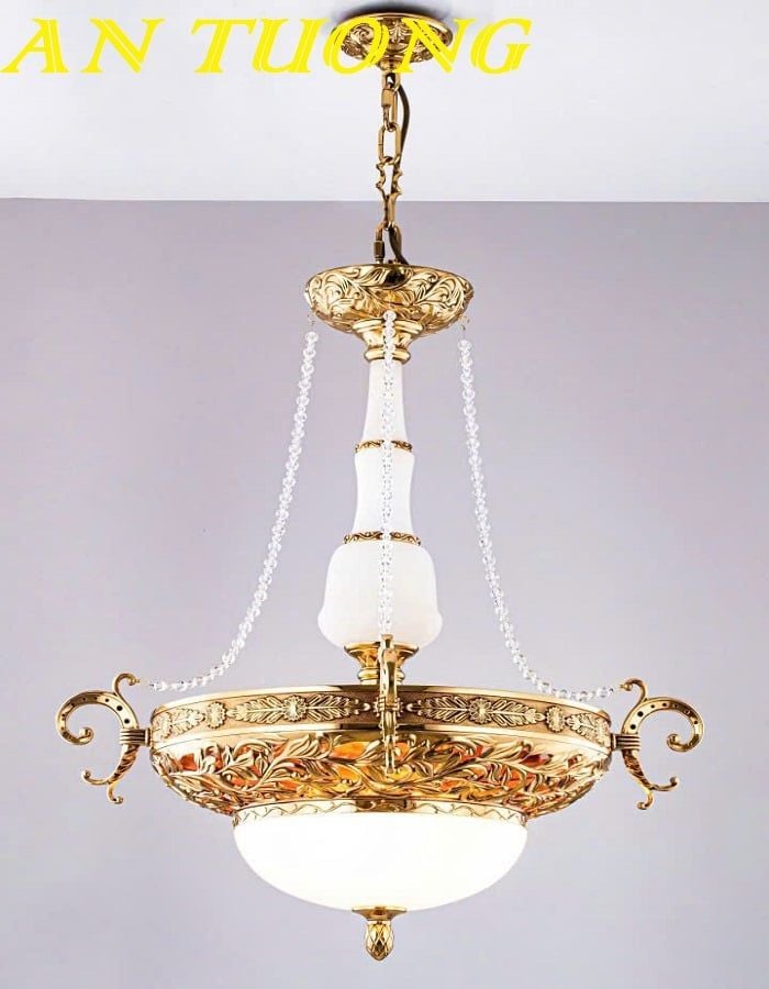 đèn đồng treo thả trần mái vòm, mái thái, mái ngói nhà ở, biệt thự cổ điển cao cấp 009