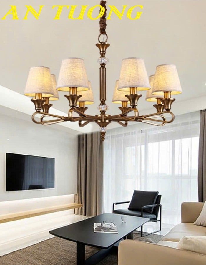Đèn chùm cổ điển phòng khách đẹp sang trọng 026