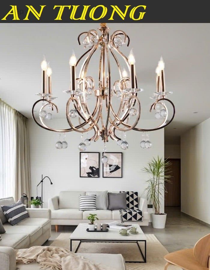 Đèn chùm cổ điển phòng khách đẹp sang trọng 059