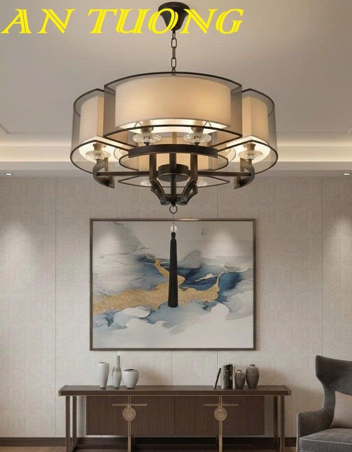 Đèn chùm cổ điển phòng khách đẹp sang trọng 079