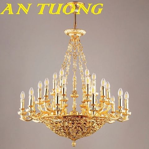  Đèn chùm đồng cổ điển cao cấp treo trần trang trí phòng khách cổ điển 001 