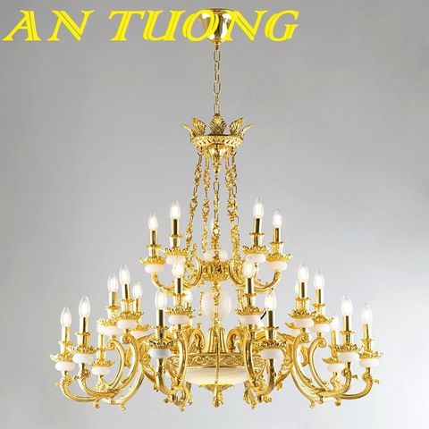  Đèn chùm đồng cổ điển cao cấp treo trần trang trí phòng khách cổ điển 002 