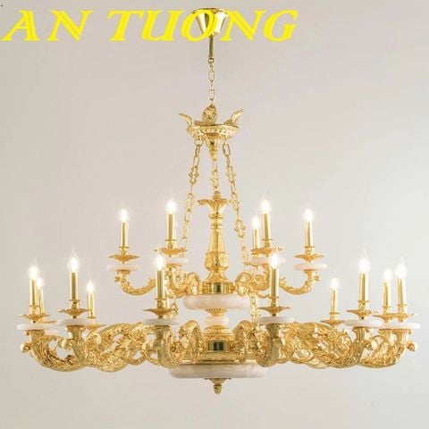  Đèn chùm đồng cổ điển cao cấp treo trần trang trí phòng khách cổ điển 003 