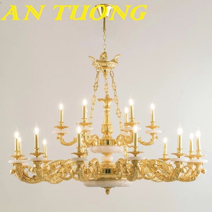 Đèn chùm đồng cổ điển cao cấp treo trần trang trí phòng khách cổ điển 003