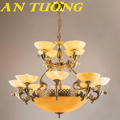  Đèn chùm đồng cổ điển cao cấp treo trần trang trí phòng khách cổ điển 004 