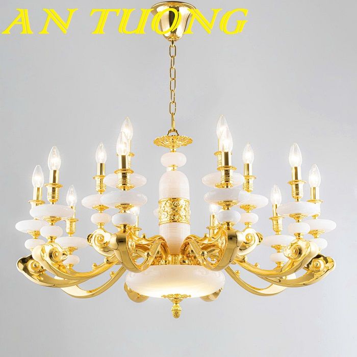 Đèn chùm đồng cổ điển cao cấp treo trần trang trí phòng khách cổ điển 005