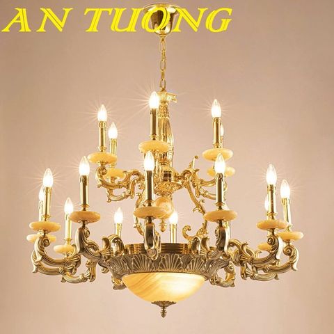  Đèn chùm đồng cổ điển cao cấp treo trần trang trí phòng khách cổ điển 006 
