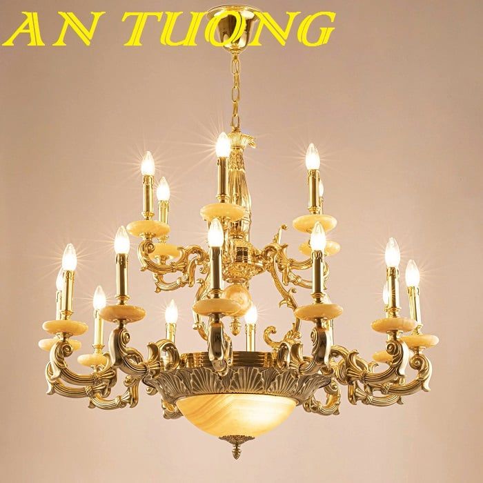 Đèn chùm đồng cổ điển cao cấp treo trần trang trí phòng khách cổ điển 006
