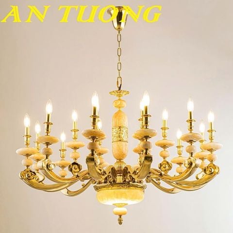  Đèn chùm đồng cổ điển cao cấp treo trần trang trí phòng khách cổ điển 007 